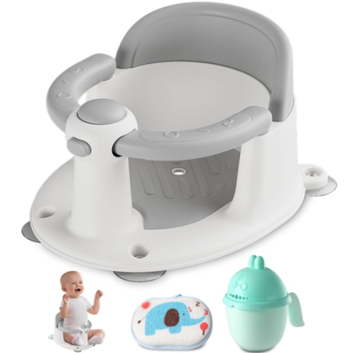 Baby Bath Seat for Babies 6 Months & up, Non-Slip Toddler Bath Seat for Baby & Newborn, Sit Up Bath Seat for Baby,Grey
