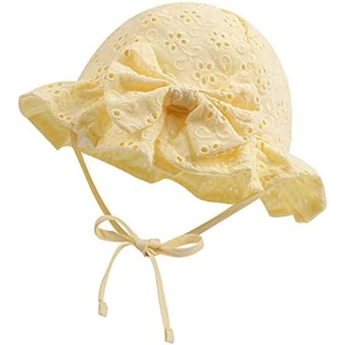 Bow Baby Girls Summer Hat Flower Toddler Girls Sun Hat Cotton Breathable Infant Hat