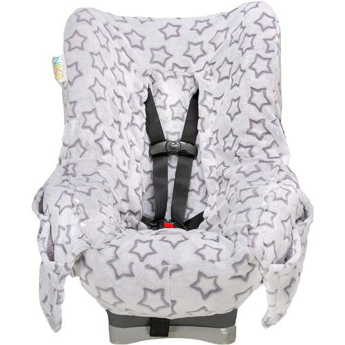 Niko Easy Wash Children's Unisex Car Seat Cover & Liner - Winter, Cool Weather Gray Star Minky - Waterproof SEAT Bottom