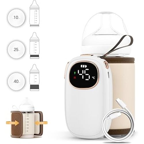 Bottle Warmer, Baby Bottle Warmer Fast & Easy Milk Warmer for Breastmilk& Formula, Fast Bottle Warmers for Car Travel, Warms Baby Milk to Body Temp and Maintain Nutrients, Bottles Warmers on The go