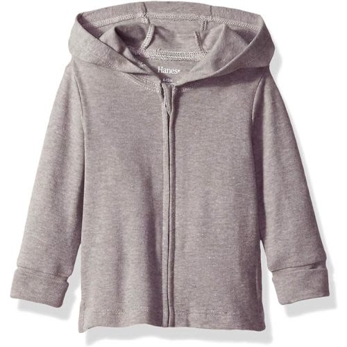 Hanes Hoodie, Zippin Soft 4-Way Stretch Knit Long Sleeve, Babies and Toddlers - 0-6 Months - Charcoal