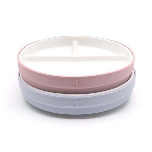 6.7"/16cm Porcelain White Divided Plates with Silicone Sleeves