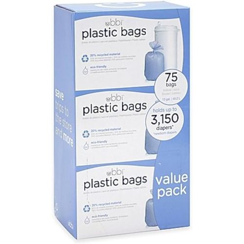 Ubbi Diaper Pail 75-Count Value Pack Plastic Bags (3 Pack)