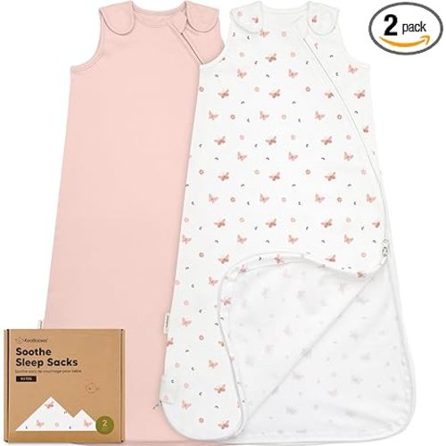 2-Pack Organic Baby Sleep Sacks, 100% Cotton - Soft & Breathable 0.5TOG Baby Wearable Blanket, Toddler Sleeping Sack 6-18 Months, Easy to Wear Transitional Swaddles for Newborns (Butterflies, M)