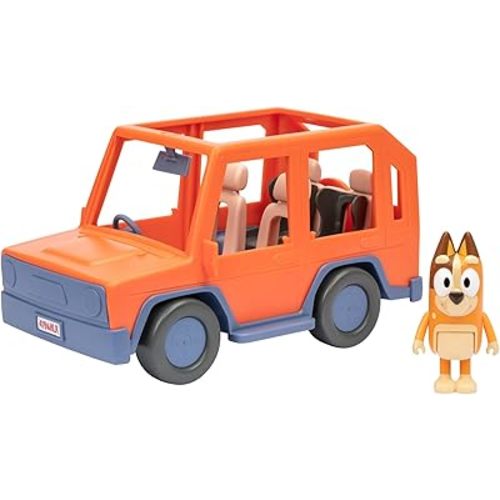 Bluey Heeler Family Road Trip 4WD Vehicle, Includes Articulated Chilli Figure, with Open Roof to Easily Fit 4 Figures Inside, Ideal for All 2.5 Inch Figures (Sold Separately)