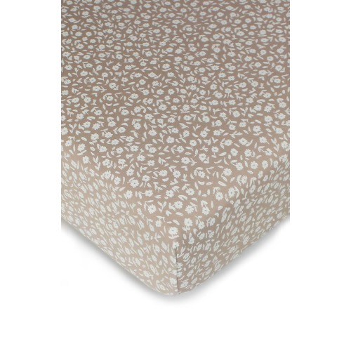 Organic Cotton Crib Sheet- Oatmeal Ditsy Floral