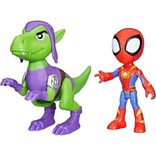 Marvel Spidey and His Amazing Friends Dino-Webs, Spidey and Goblin Raptor Action Figures Set, Super Hero Toys for Boys and Girls Ages 3 and Up