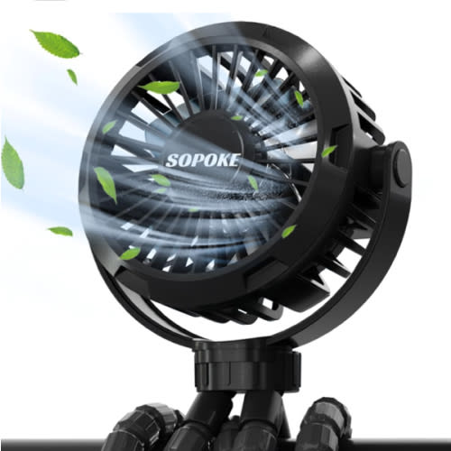 Mini Portable Baby Stroller Fan,3 Speed Personal Handheld Fan,Battery Operated Rechargeable 360° Flexible Tripod Cooling Fan, Suitable for Car Seat Crib Treadmill Golf Cart Travel(Yellow)