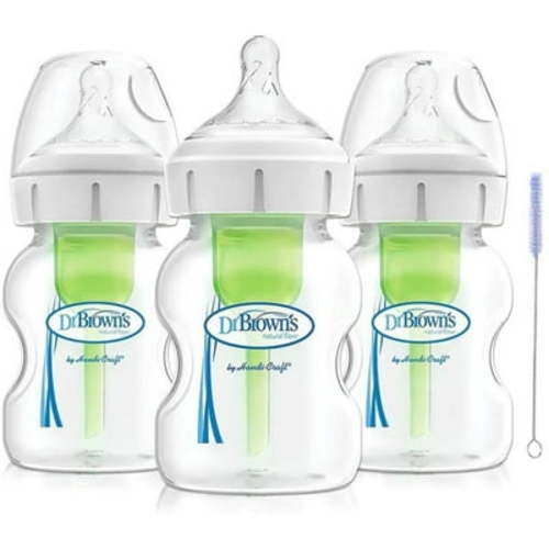 Dr. Brown's Options+ Wide-Neck Glass Baby Bottles, 5 Ounce, 3Count