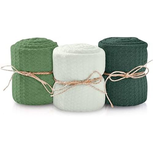 First Landings Newborn Photography Wraps, 3-pack - 16" x 64" Soft Knit Baby Wrap Receiving Blankets - Newborn Photography Props Baby Blankets - Gender Neutral Baby Essentials (Green)