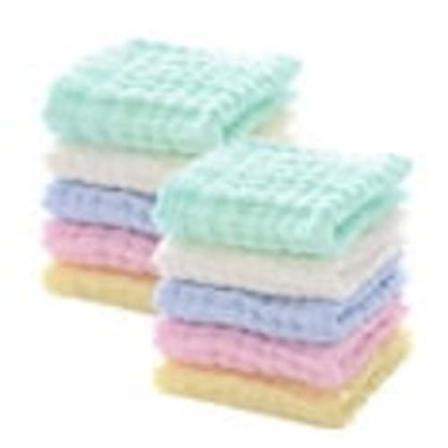 Baby Washcloths and Burp Cloths, Soft Absorbent Towels for Newborns,10 Pack, 12x12 Inches