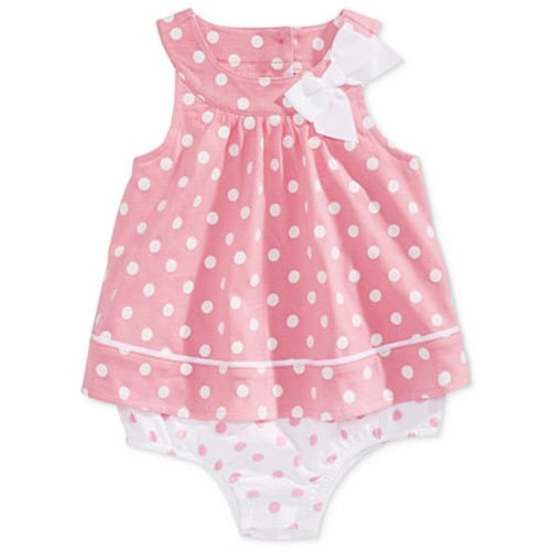 Baby Girls Dotted Cotton Sunsuit, Created for Macy's