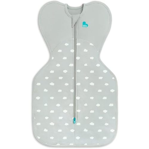 Love To Dream Swaddle UP, Baby Sleep Sack, Self-Soothing, Longer Sleep, Snug Fit Helps Calm Startle Reflex, New Born Essentials for Baby, Suitable for All Seasons, 8-13 lbs, Olive Mint Cloud