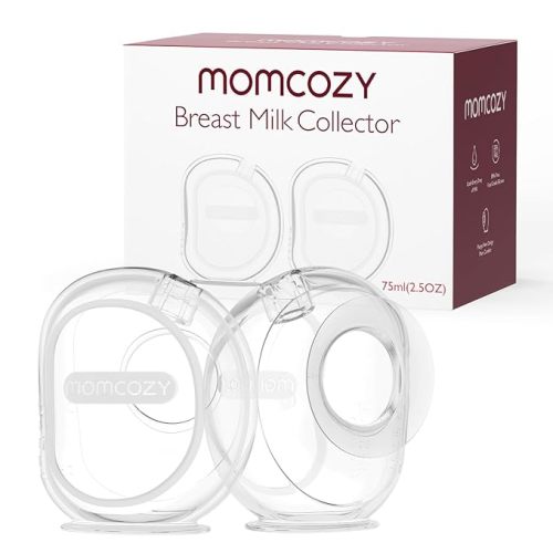 Momcozy Milk Collector for Breastmilk, Pea Breastfeeding Milk Catchers with Flange More Fit & Soft, Silicone Milk Collector Reusable Breast Milk Shells 2.5oz/75ml, 2 Pack - 75ml - 2 Count