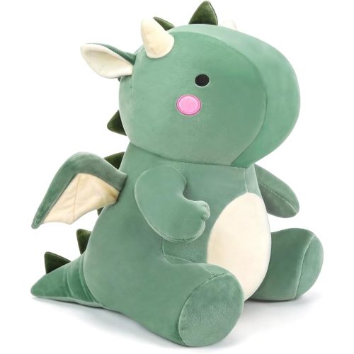 VHYHCY Cute Dinosaur Plush Toys, Fat Dinosaur Stuffed Animals, Soft Dragon Plush Dino Plushie, Birthday Gifts for Kids Girls Boys Green 8 inch