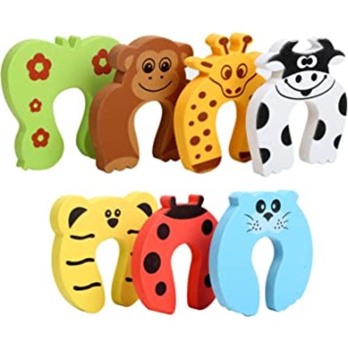 7Pcs Finger Pinch Guard, HNYYZL Cartoon Animal Door Stop Soft Foam Cushion Baby Finger Protector, Prevent Finger Pinch Injuries, Slamming Door, and Child or Pet from Getting Locked in Room