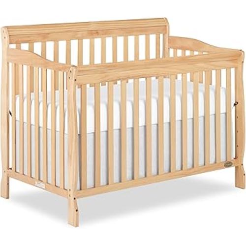 Dream On Me Ashton 4-In-1 Convertible Crib In Natural, Greenguard Gold, JPMA Certified, Non-Toxic Finishes, Features 4 Mattress Height Settings, Made Of Solid Pinewood