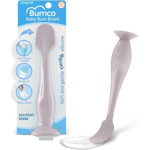 Baby Bum Brush - BPA-Free Diaper Cream Spatula with Suction Cup Base, Soft & Flexible Silicone, Wipe-Clean, Mom-Invented Diaper Bag Essentials (Lavender)