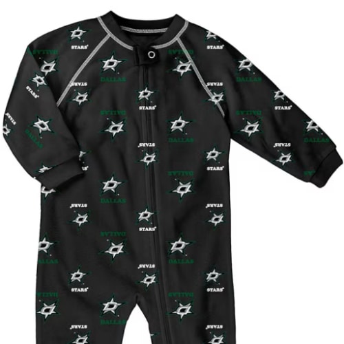 Dallas Stars BLACK Baby Raglan Zip Up Coverall Romper Pajamas