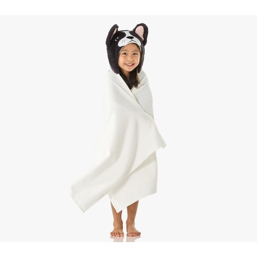 Pippa Frenchie Faux Fur Kid Hooded Towel