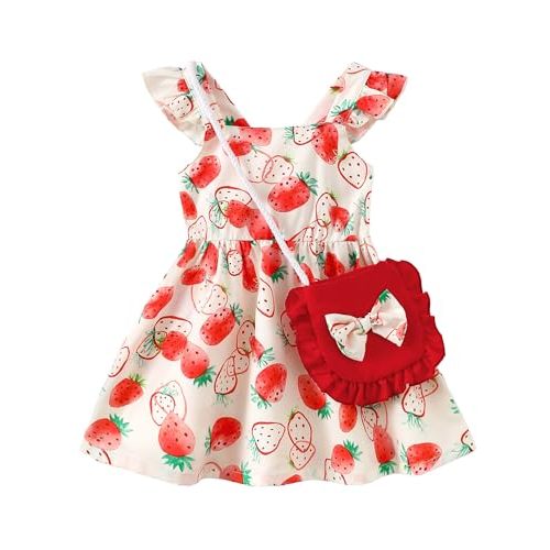 Mioglrie Baby Girl Clothes Newborn Dress Summer Toddler Girls' Clothing Casual Sundress with Cute Bag Infant Outfits