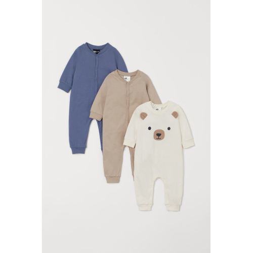 3-pack Cotton Pajamas, Blue/bear