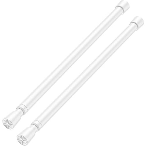 2Pcs Tension Curtain Rods for Windows 16 to 28 inch, Adjustable Pressure Spring Curtain Rods No Drilling Small Tension Rods, White Curtain Rods for Bedroom Doorway Closet Door