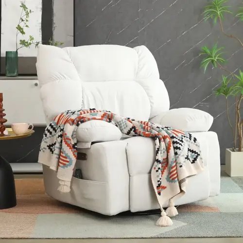 DYHOME 2024 New White Power Recliner Chair, Swivel Massage Rocking Recliner Chairs for Adults with Heated, USB & USB-C Ports, Modern Single Lounge Sofa for Living Room, Bedroom