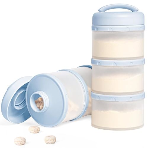 Termichy Stackable Formula Dispenser Portable Milk Powder Container, 2 Pack, Misty Blue