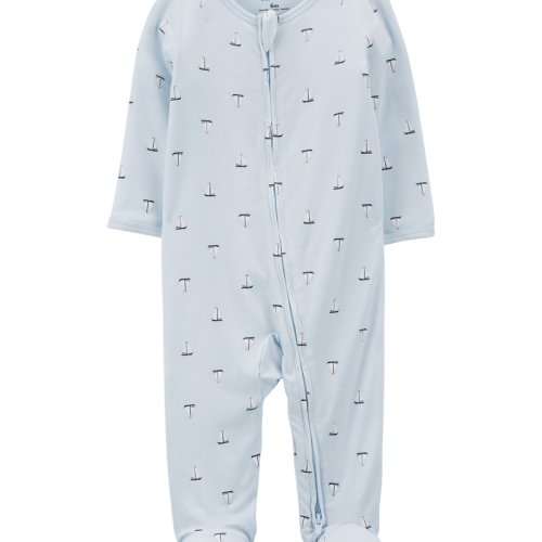 Blue Baby Sailboat Zip-Up PurelySoft Sleeper Pyjamas | Carter’s Oshkosh Canada