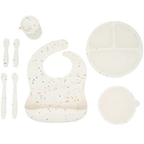 WeeSprout Baby Led Weaning Bundle, Silicone Suction Bowl, Spoons, Bib & Cup - Blue