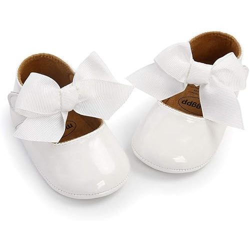 Baby Girls Mary Jane Flats with Bowknot Floral Princess Wedding Dress Shoes Soft Newborn Infant Crib First Walkers Prewalker