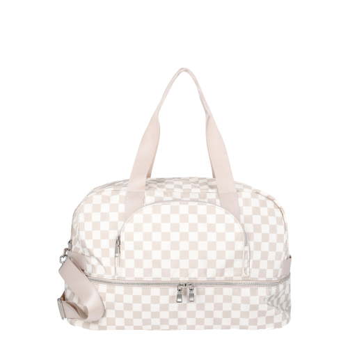 No Boundaries Women's Dome Weekender Bag, Tan Checker