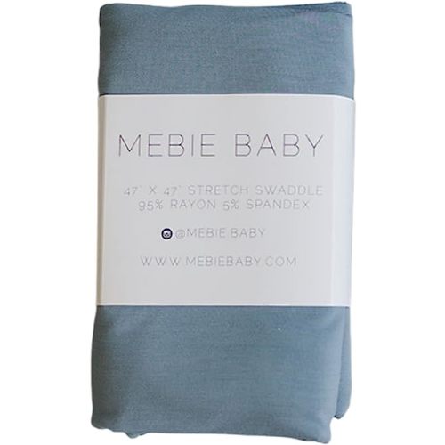 Mebie Baby Dusty Blue Stretch Swaddle, Modern and Neutral Swaddle Blanket for Baby Girl or Boy, Soft Baby Blankets, Newborn Swaddle Blanket, 0-3 Month, Comfy Wrap, Baby Essentials & Gifts (47" x 47")