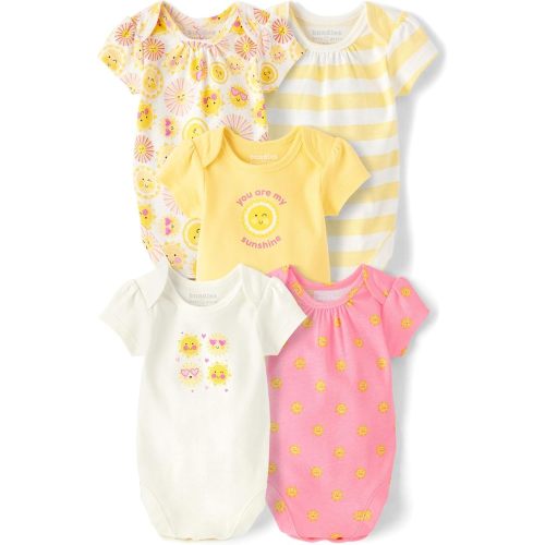 The Children's Place Baby Girls' Short Sleeve Bodysuits, Multipack