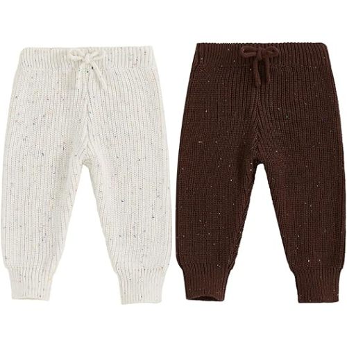 Eadrioss Infant Baby Boy Girl Knit Leggings Cotton Knitted Solid Pants Tights Trousers 2 Pack Toddler Fall Winter Clothes