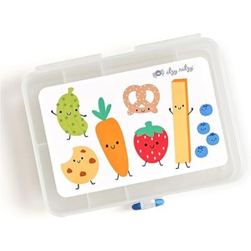 Itzy Ritzy Divided Snack Box – BPA-Free Travel Snack Container with 6 Compartments and Snap-Tight Lid – Convenient Food Storage for Car Rides, Daycare, and On-The-Go