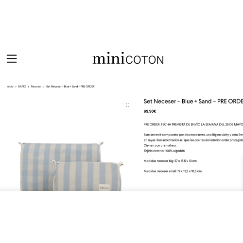Set Neceser - Blue + Sand - PRE ORDER - Minicoton