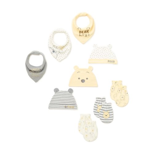 Disney Baby Wishes + Dreams Baby Boy, Baby Girl, & Unisex Winnie The Pooh Bibs, Caps & Mittens Set, 9-Piece - Disney Baby Wishes + Dreams Baby Boy, Baby Girl, & Unisex Winnie The Pooh Bibs, Caps & Mittens Set, 9-Piece