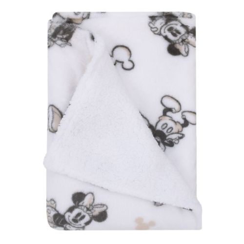 Disney Mickey And Minnie Mouse Black And White Super Soft Cuddly Plush Baby Blanket