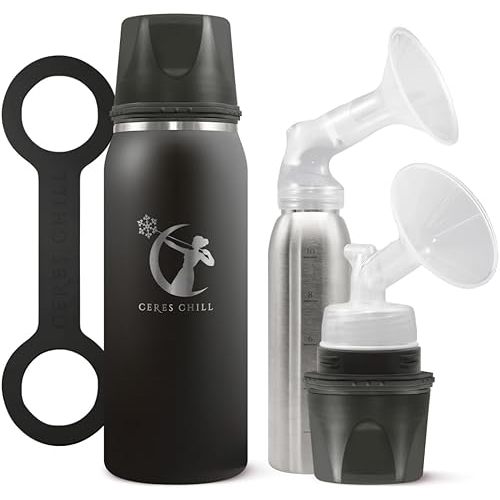 Breastmilk Chiller Reusable Storage Container by CERES CHILL | Keeps Milk Safe for up to 20 Hours | Connects w/Major Pumps (1 Chiller, 0 Dark 30)