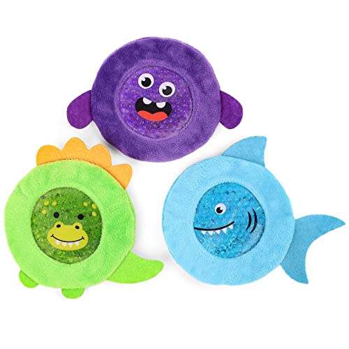 LotFancy Kids Ice Packs for Boo Boos, 3 Pack, Reusable Hot Cold Packs with Cute Plush Sleeves, Small Round Gel Beads Pads for Injuries, Headache, Fever, Wisdom Teeth, Pain Relief, 4.75”