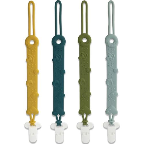 Pacifier Clips 4pcs MOBU Silicone Pacifier Clip Holder Soother for Baby Boy Girl One Piece Design Universal Pacifier Holder Clips Birthday,Shower Gift (4 Colors_Ⅰ)