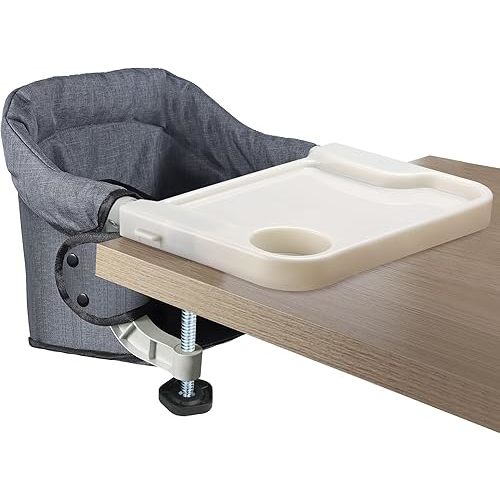 Hook on High Chair with Tray: High Chair for Babies and Toddlers 6-36 Months, Portable and Foldable High Chair for Home and Travel, Baby Feeding Chair, Setup in Seconds - Includes Carry Bag (Grey)