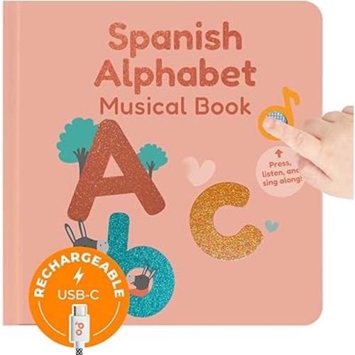 Cali's Books Rechargeable Spanish Baby Books - Musical Books for Toddlers 1-3 with Alphabet Song, ABC Song in Spanish - Learn Spanish for Kids - Libros Infantiles en Español