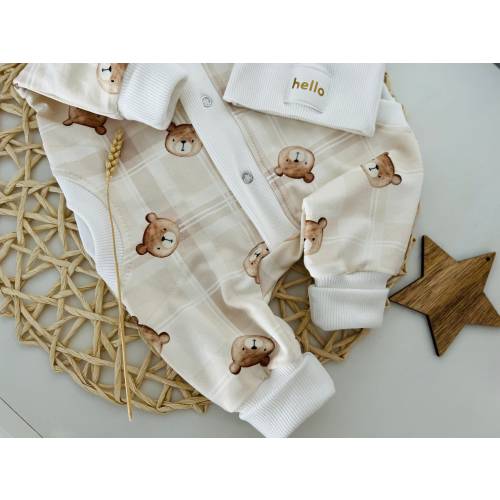 Newborn Jumpsuit, Preemie boy outfit, Teddy bear Romper, Autumn outwear, Micro Preemie clothes, Coming home Outfit, Reborn doll Outfit