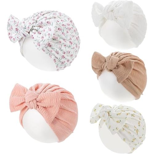 Newborn Babies Headwrap Hat Infant Toddler Cotton Soft Cute Nursery Beanie Headbands Top Bowknot Cap