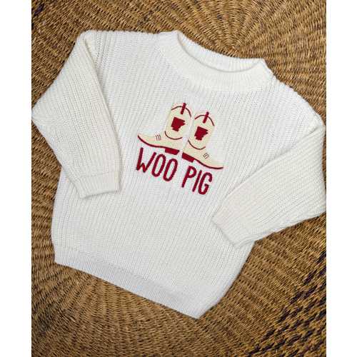 Baby/Toddler Arkansas Boots Embroidered Sweater - Kids Woo Pig Cowboy Boot Sweater - Custom Children&#39;s University of Arkansas Razorbacks