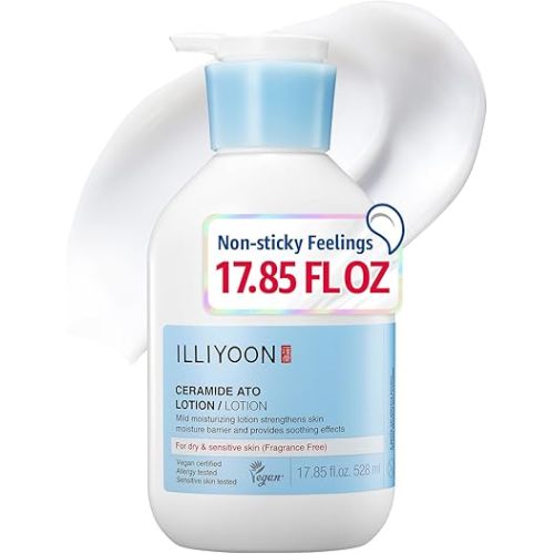 ILLIYOON Ceramide Ato Lotion 528ml(17.85oz) | Daily Moisturizing Lotion for All Skin Types | Deep Moisturizing and Soothing Effect | Korean Skin Care