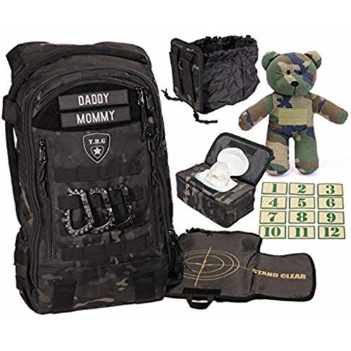 Tactical Baby Gear Daypack 3.0 Full Load Out Tactical Diaper Bag Backpack Set (Black Camo)